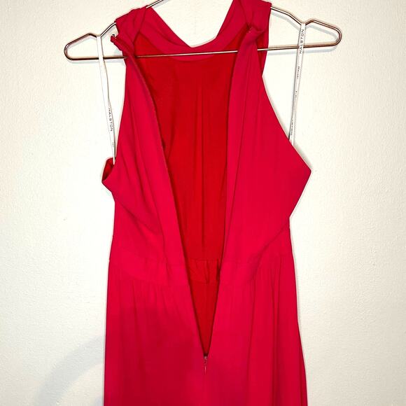 Halston Heritage Sleeveless Cowl Neck Flowy Wide Leg Jumpsuit Neon Pink size 0 - Picture 11 of 16